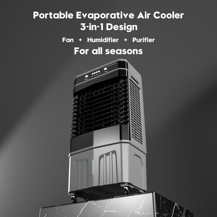 Auertech Portable Evaporative Air Cooler, Swamp Cooling Fan with 6 Ice